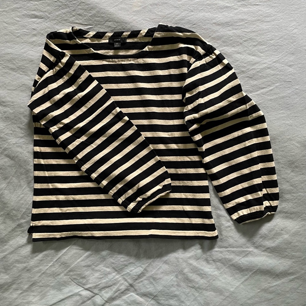 J Crew Striped Mariner Puff Sleeve Top